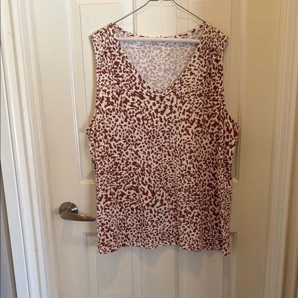 Maurices 24/7 Cream and Brown Plus Size Tank Top